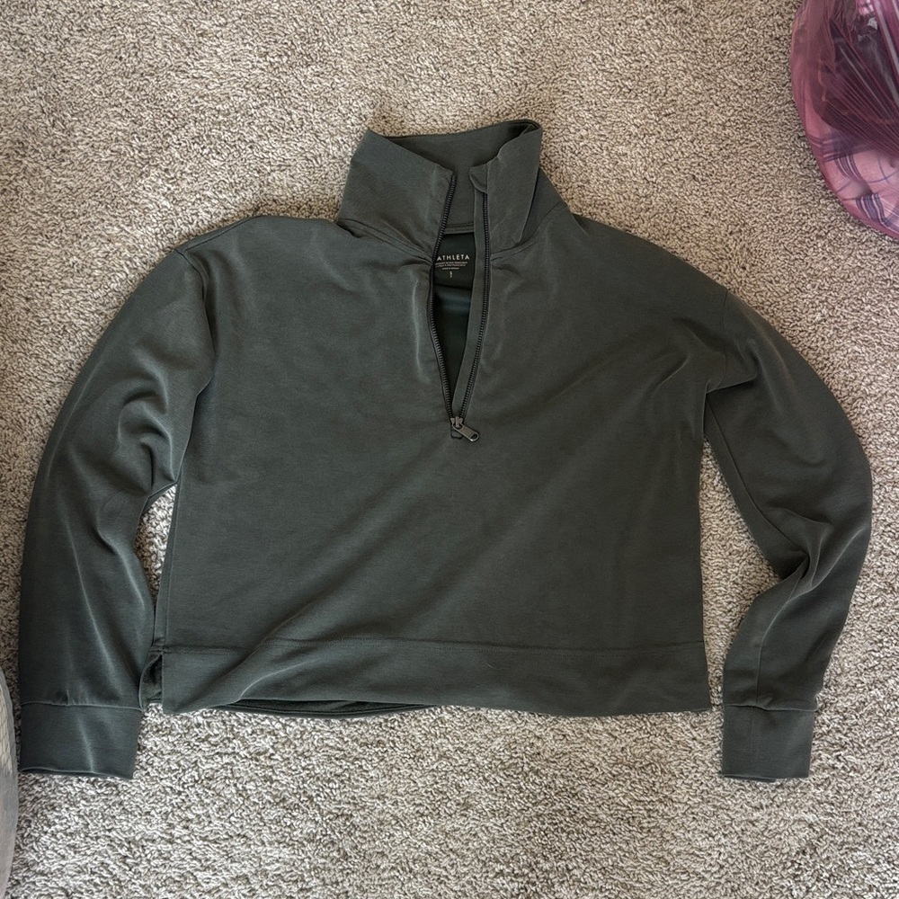Athleta Dark Olive Green Half-Zip Pullover